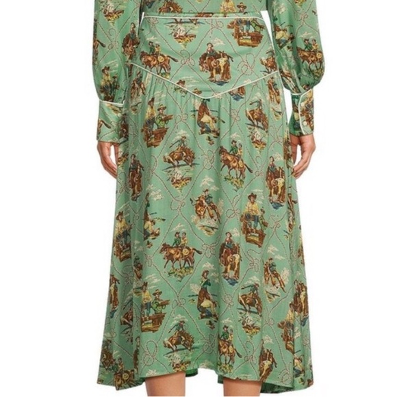 Double D Ranch Romance & Rustlers Western Printed Beaded Midi A-Line Skirt NWT - Picture 6 of 13